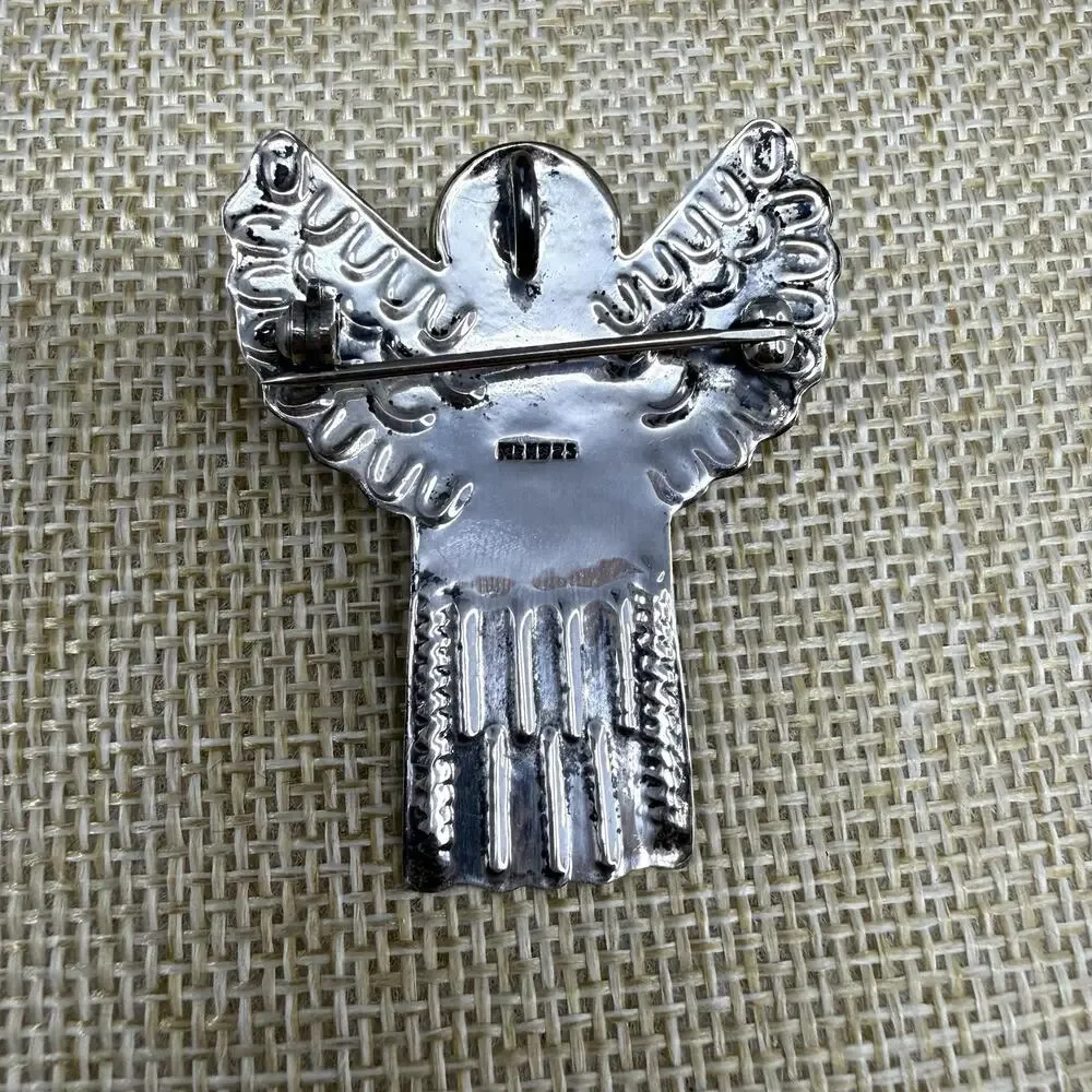Vintage 925 Sterling Silver and Brass Angel Heart Brooch and Pendant 9 grams